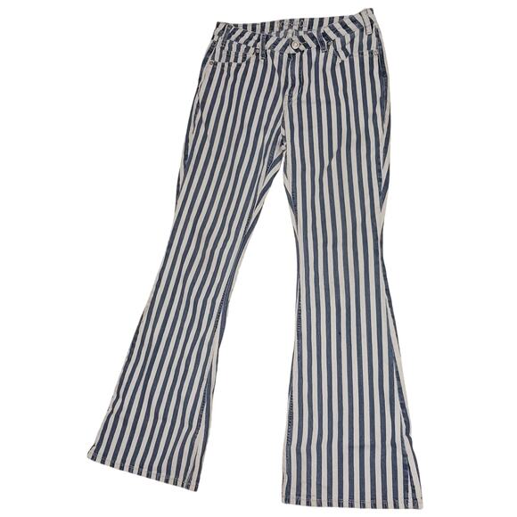 Rock & Roll Denim Womens Stripe High-Rise Flare Jeans tag 30x34 actual 30Wx31L - Picture 1 of 11